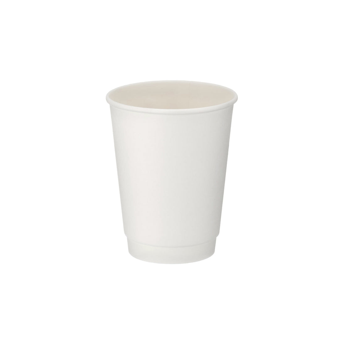 Packaging Wise 12 oz white double wall coffee cup — large insulated cup designed for hot drinks like coffee and tea, ideal for takeaway; pack of 500.