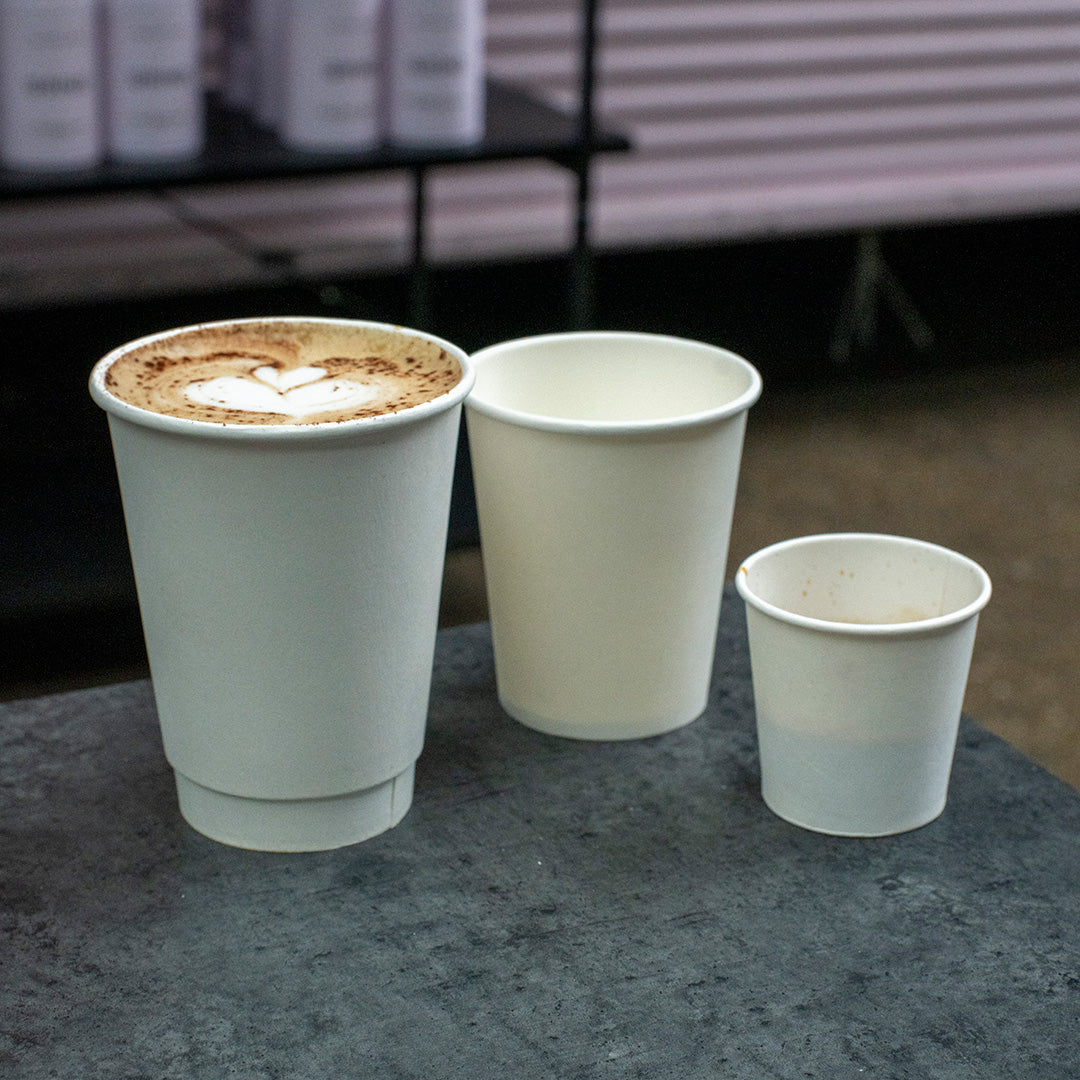 12oz - 90mm Diameter White Paper Double Wall Hot Cup (1 x 500)
