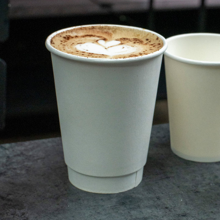 12oz - 90mm Diameter White Paper Double Wall Hot Cup (1 x 500)