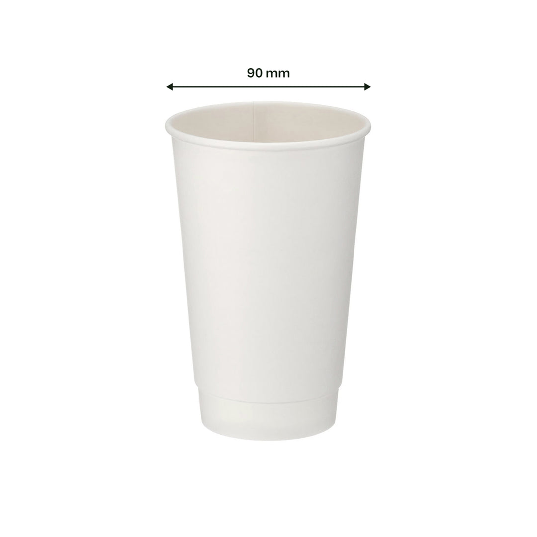 16oz - 90⌀ White Paper Double Wall Hot Cup (1 x 500)