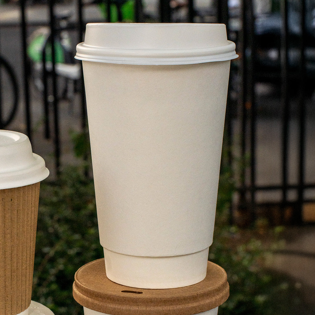 16oz - 90mm Diameter White Paper Double Wall Hot Cup (1 x 500)