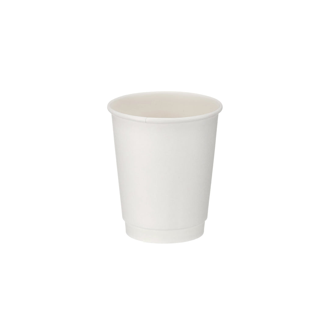 Packaging Wise 8 oz white double wall coffee cup — medium size insulated cup for hot beverages, perfect for takeaway coffee and tea; pack of 500.