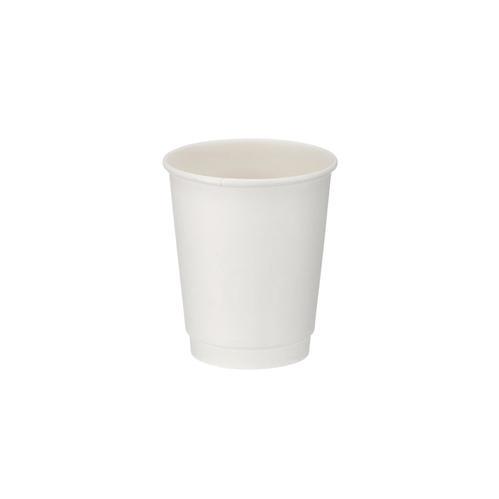 Packaging Wise 8 oz white double wall coffee cup — medium size insulated cup for hot beverages, perfect for takeaway coffee and tea; pack of 500.