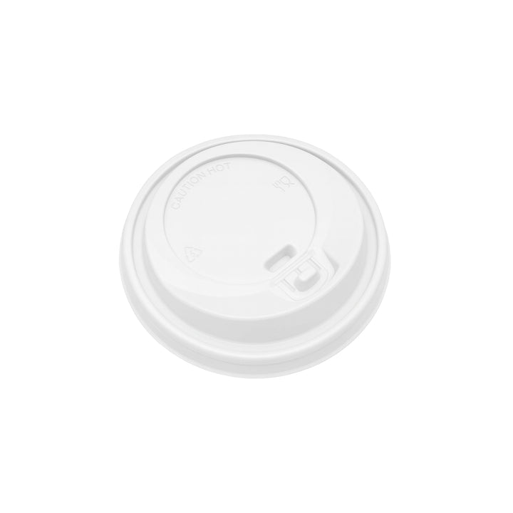 Packaging Wise 12–24oz white lockable coffee cup lid with secure tab — prevents spills and keeps beverages hotter for longer during takeaway service.
