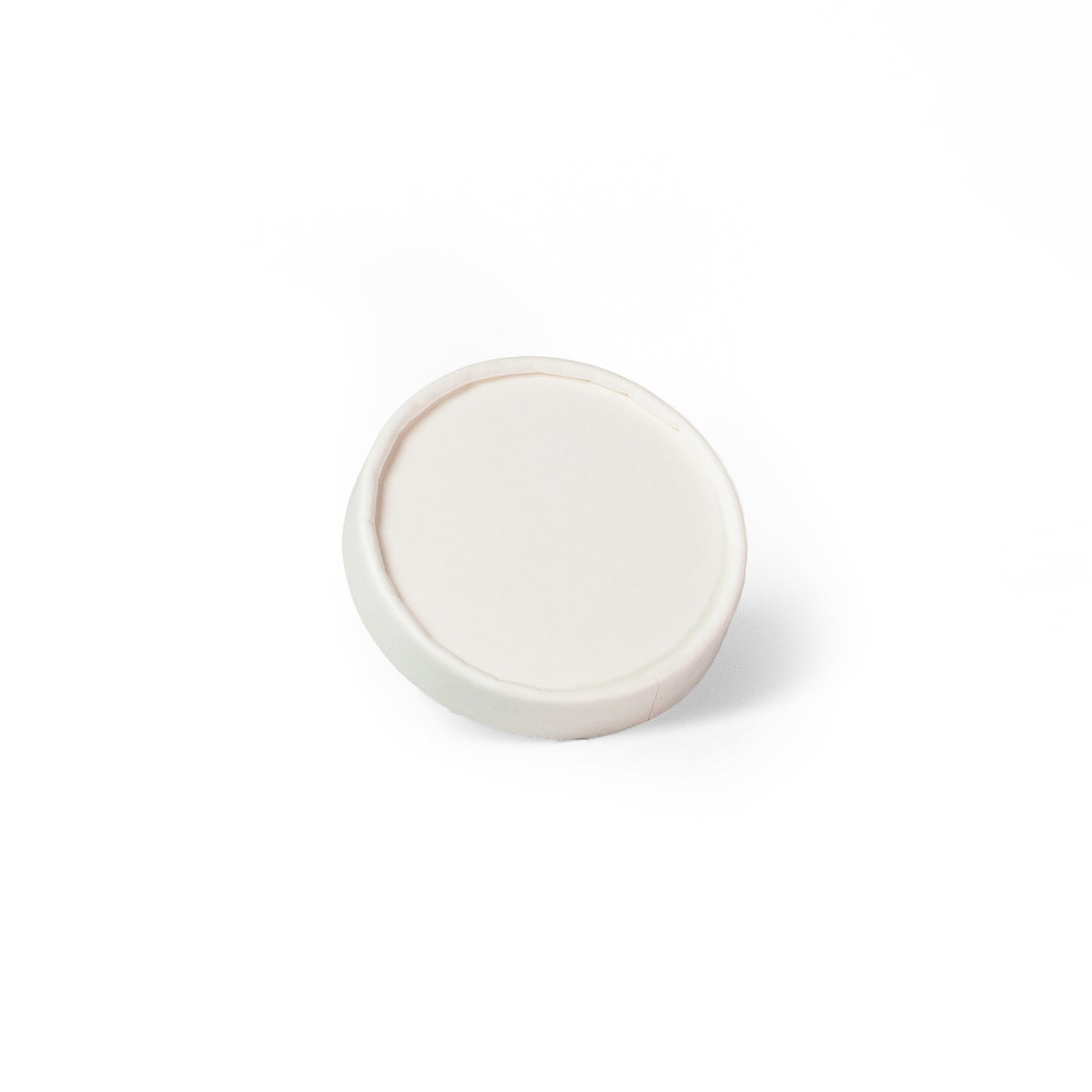 Packaging Wise 4oz white paper lid — secure, lightweight and eco-friendly, ideal for ice cream tubs, sauces and small food containers, pack of 500. Perfect for takeaway and food service applications.