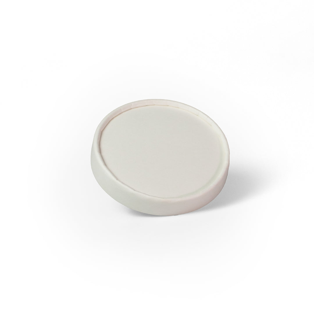Packaging Wise 8oz white paper lid — eco-friendly and durable solution for ice cream tubs, yogurt, sauces and takeaway food containers, pack of 500. Designed for secure sealing and freshness.
