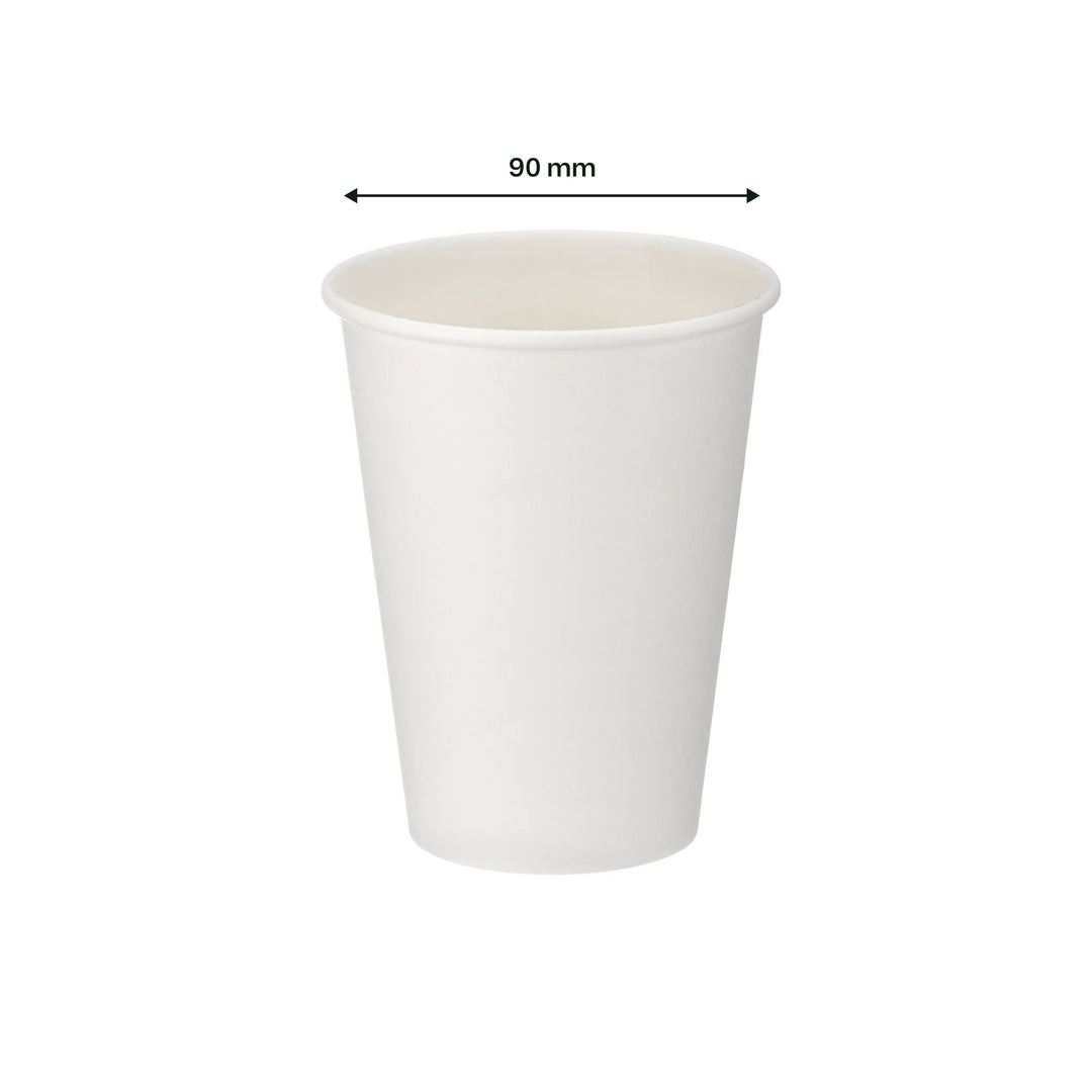 12oz - 90⌀ White Paper Single Wall Hot Cup (1 x 1000)