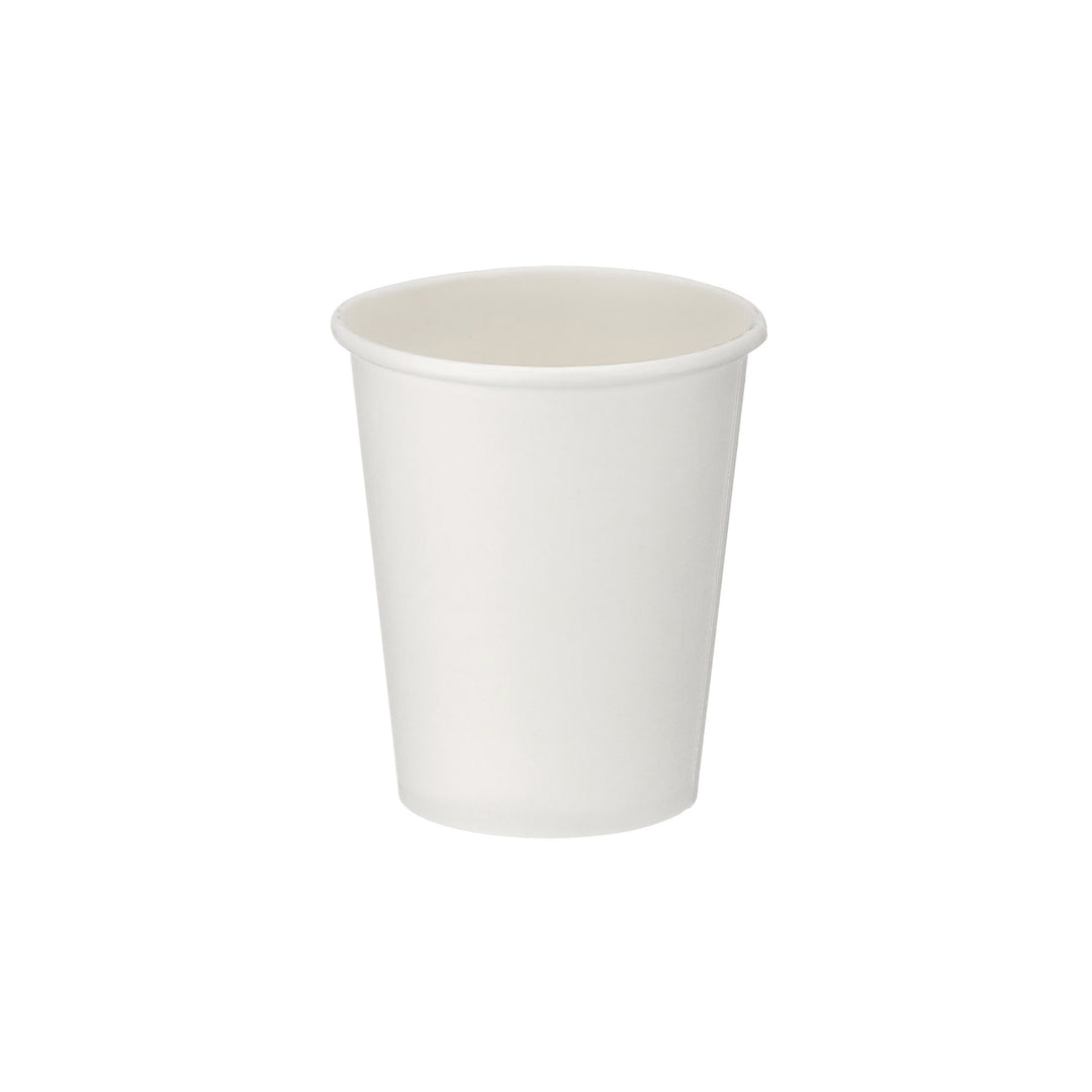 Packaging Wise 8 oz white single wall coffee cup — perfect for small coffees, cappuccinos, and takeaway drinks; pack of 1000.