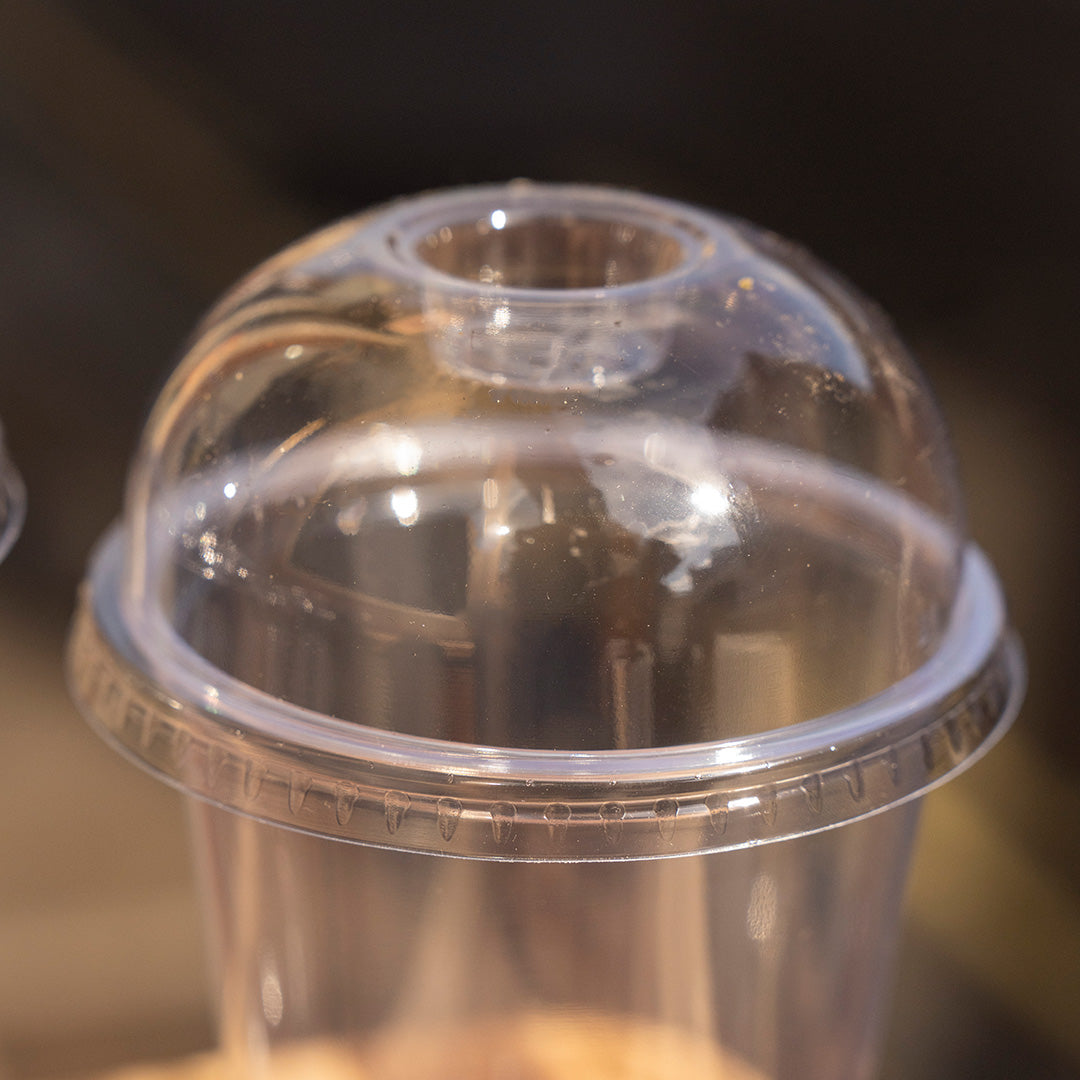 9oz/24oz - 95mm Diameter Clear RPET Dome Lid with Straw Slot - product image 2