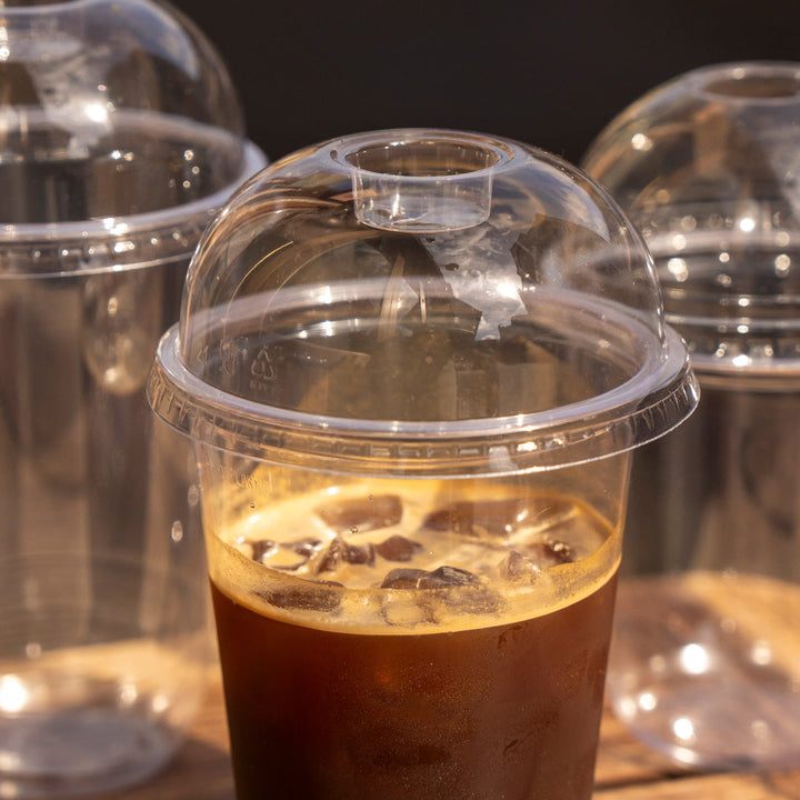 9oz/24oz - 95mm Diameter Clear RPET Dome Lid with Straw Slot - product image 3