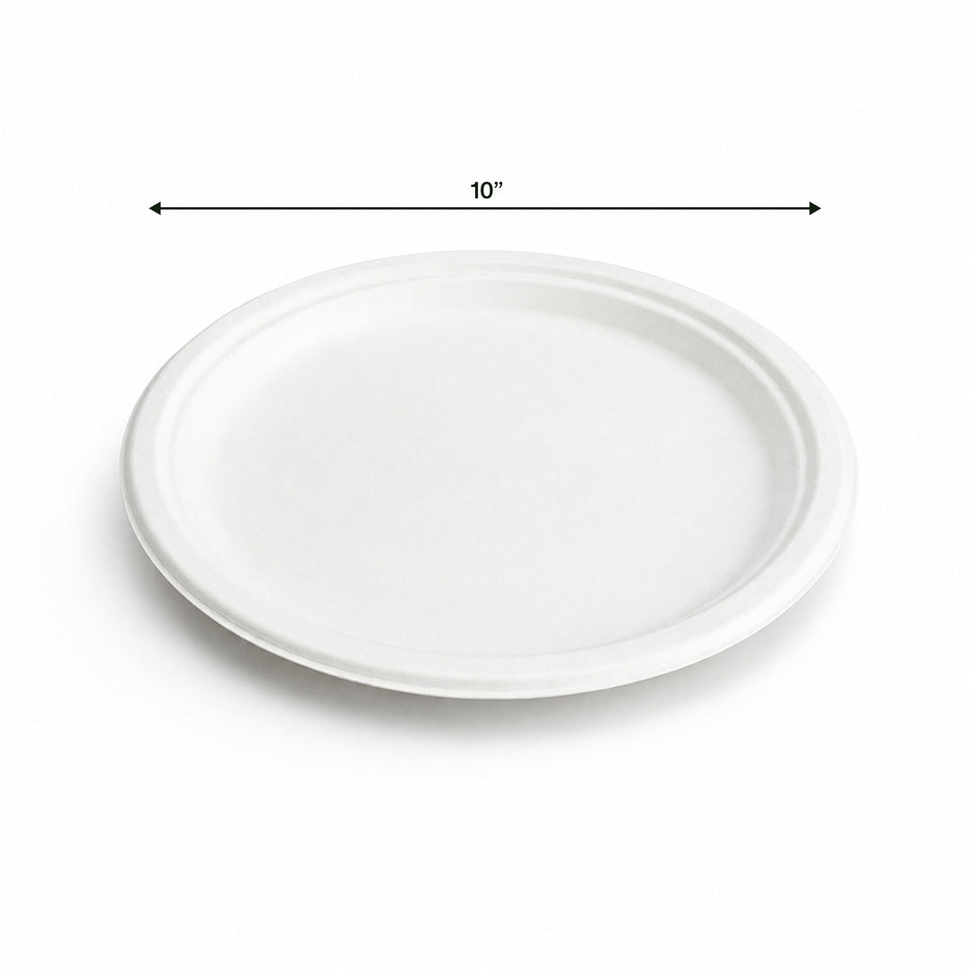 10" White Bagasse Round Plate (1 x 500)