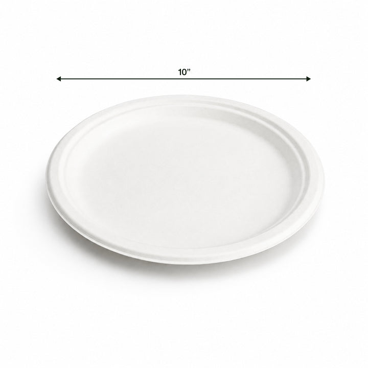 10" White Bagasse Round Plate (1 x 500)