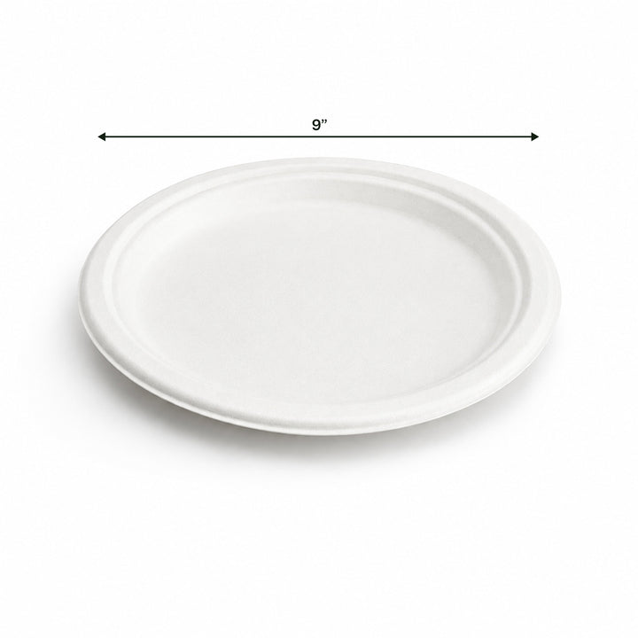 9" White Bagasse Round Plate (1 x 500)