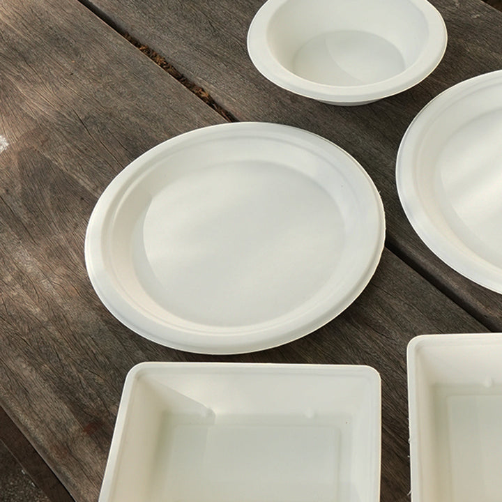 9" White Bagasse Round Plate (1 x 500)