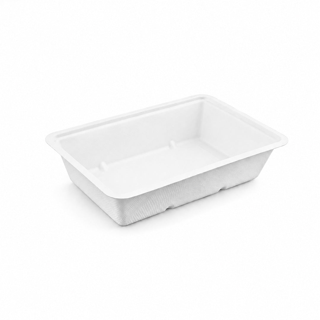 6.5" x 4" White Bagasse Food Tray (1 x 500)