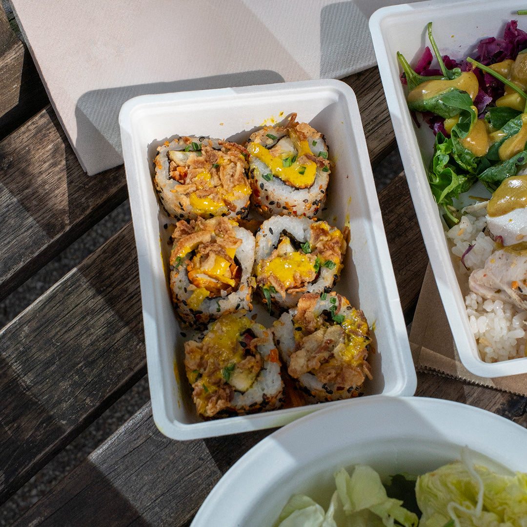 6.5" x 4" White Bagasse Food Tray (1 x 500)