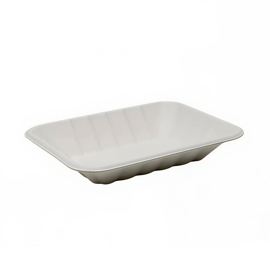 7" x 5" White Bagasse Chip Tray (1 x 500)
