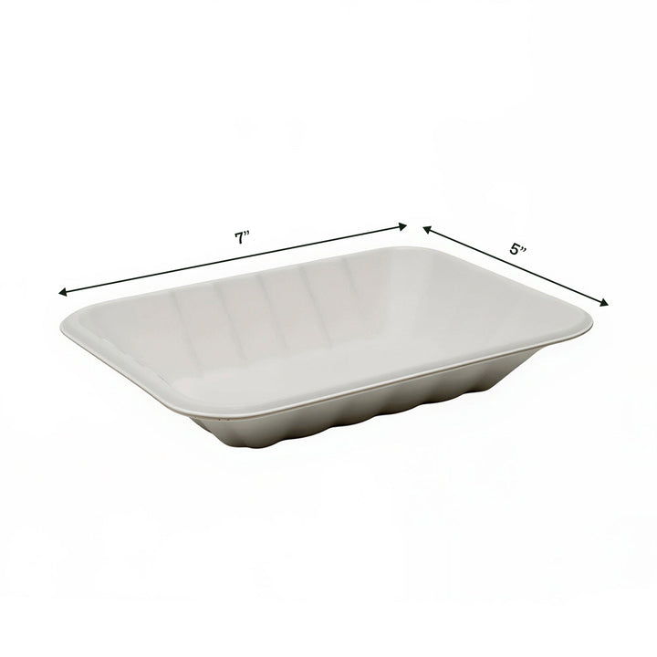 7" x 5" White Bagasse Chip Tray (1 x 500)