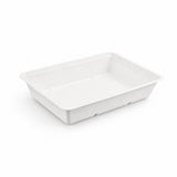 8" x 5.7" White Bagasse Food Tray (1 x 500)