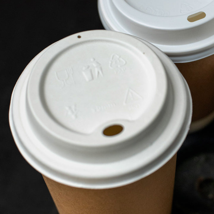 10oz/20oz - 90⌀ White Bagasse Sip Thru Lid (1 x 1000)