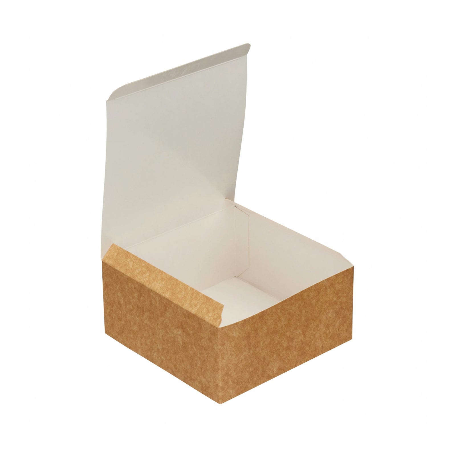 5 x 5 inch brown kraft burger box – front view