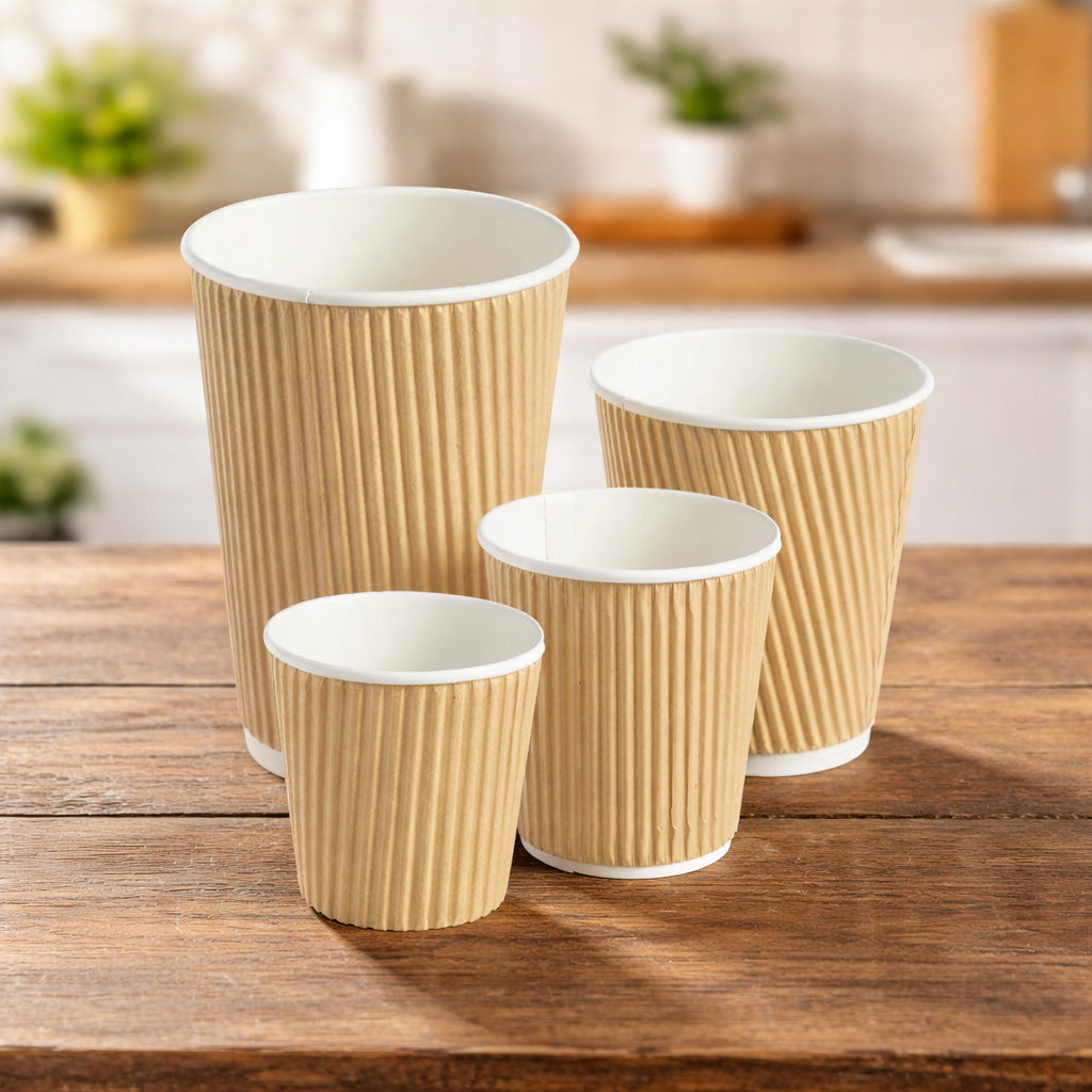 Kraft ripple wall hot cup – insulated texture detail