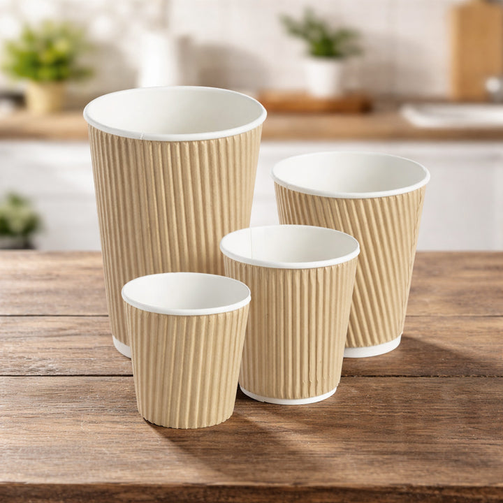 12oz - 90⌀ Kraft Ripple Wall Hot Cup (1 x 500)