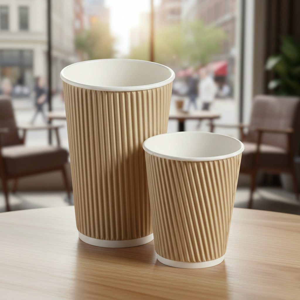 12oz - 90⌀ Kraft Ripple Wall Hot Cup (1 x 500)
