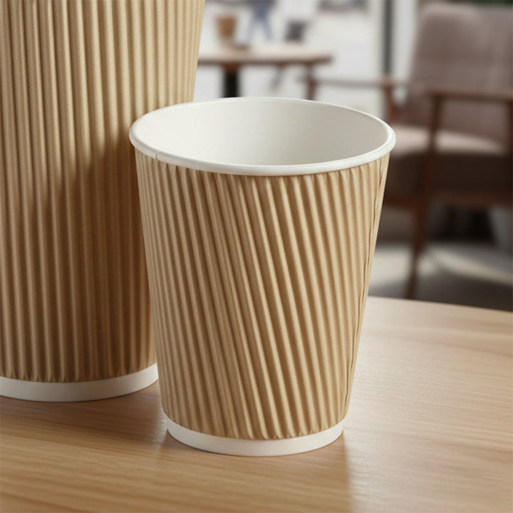 12oz - 90⌀ Kraft Ripple Wall Hot Cup (1 x 500)