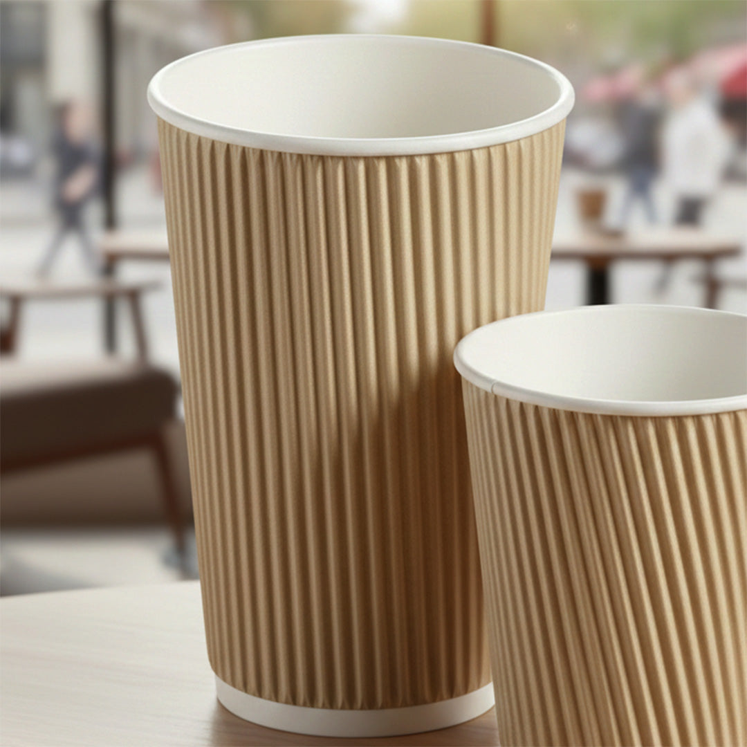 16oz - 90⌀ Kraft Ripple Wall Hot Cup (1 x 500)