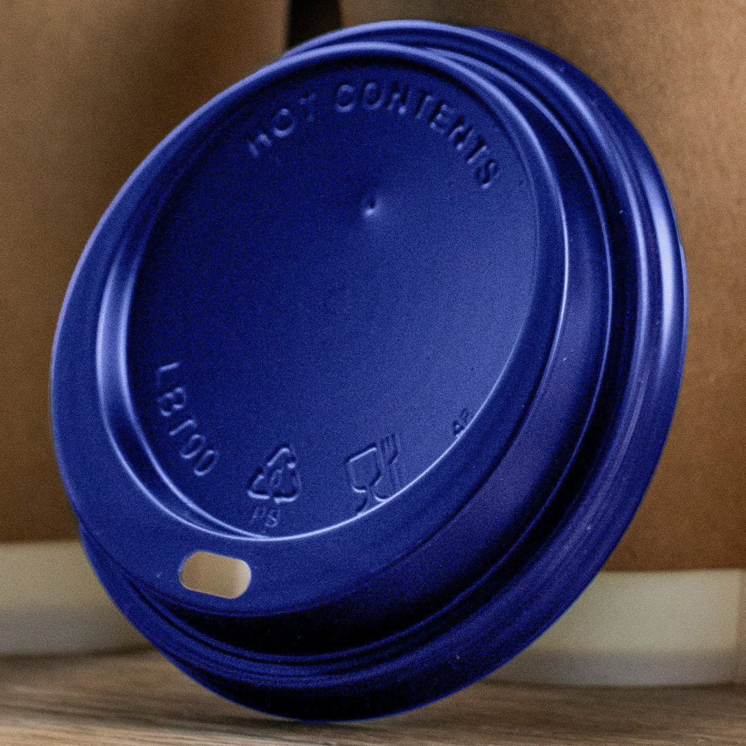16oz - 90⌀ Brown Kraft Double Wall Hot Cup & Blue Cup Lids (1 x 1,000)