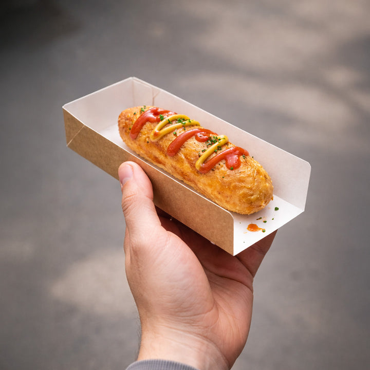 240mm x 70mm x 40mm Brown Kraft Hot Dog Food Tray (1 x 500)