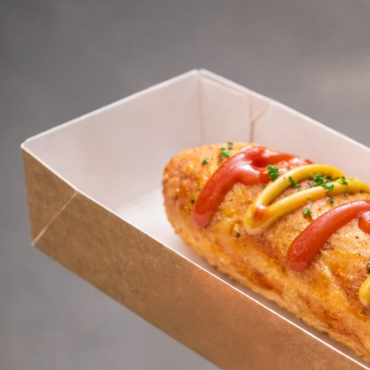 240mm x 70mm x 40mm Brown Kraft Hot Dog Food Tray (1 x 500)