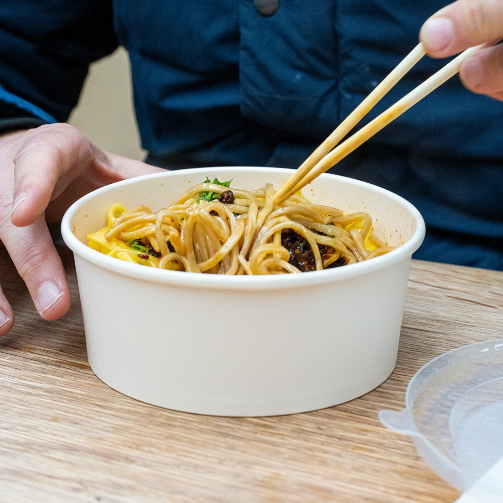 750ml White Paper Round Salad Bowl (1×400)