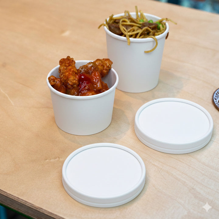 8oz/12oz - 90⌀ White Paper Heavy Duty Soup Cup Lid (1 x 500)