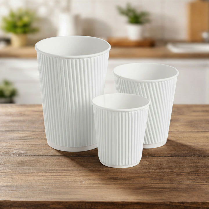 8oz - 80⌀  White Ripple Wall Hot Cup (1 x 500)