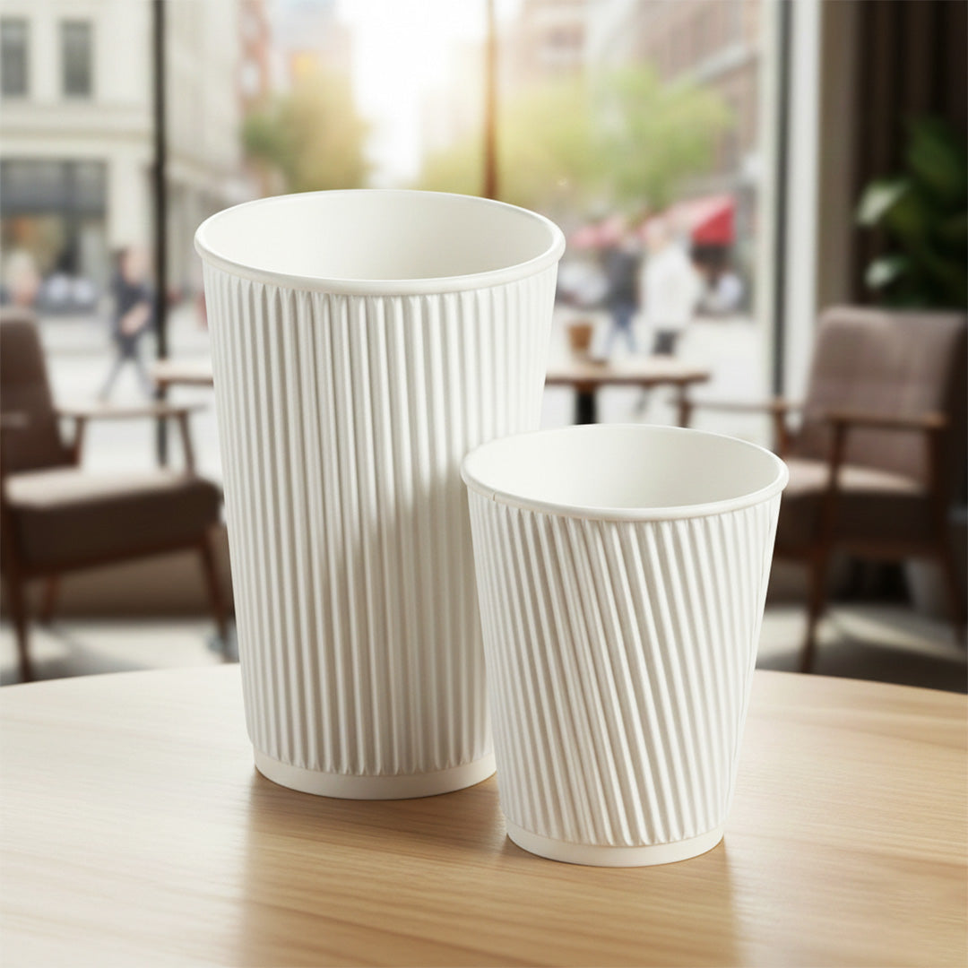 12oz - 90⌀  White Ripple Wall Hot Cup (1 x 500)