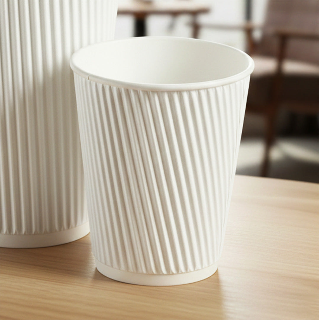 12oz - 90⌀  White Ripple Wall Hot Cup (1 x 500)